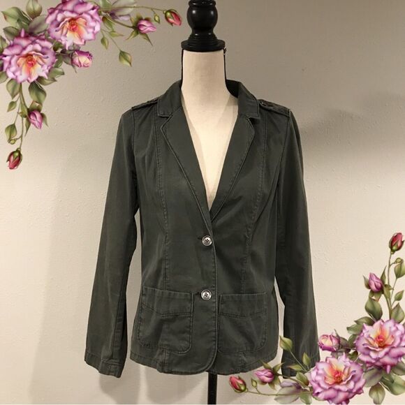 Olive color button down jacket - Picture 1 of 11